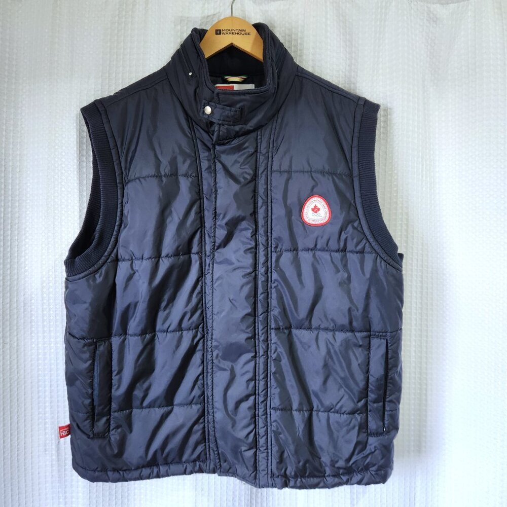 Canadian Olympic Team Puffer Vest Men's XL Quilted Hooded Pockets HBC 2006